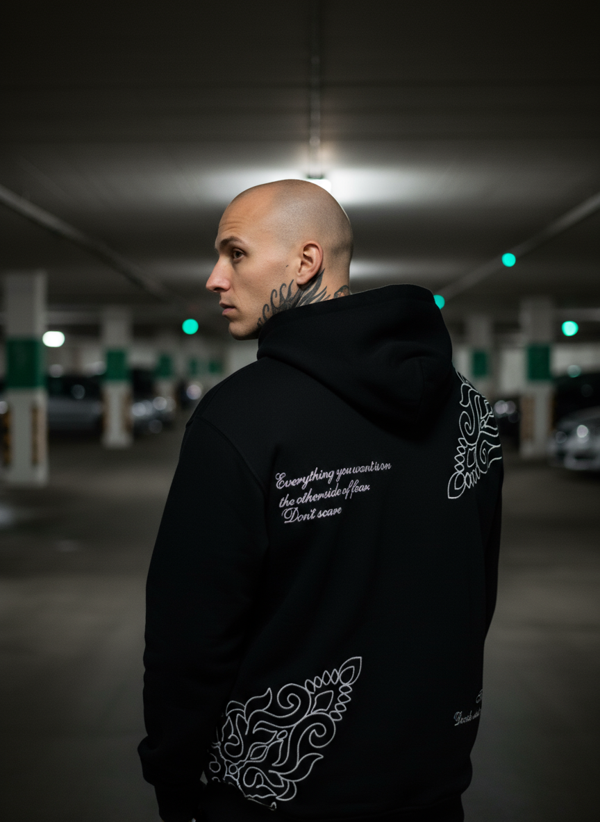 Script Stitched Winter Hoodie