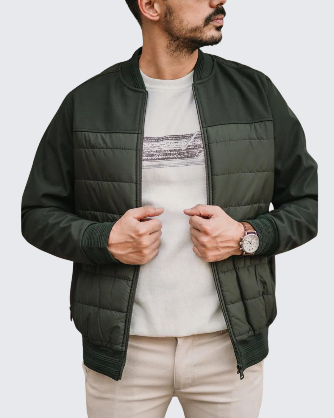 Two-Tone Quilted Bomber