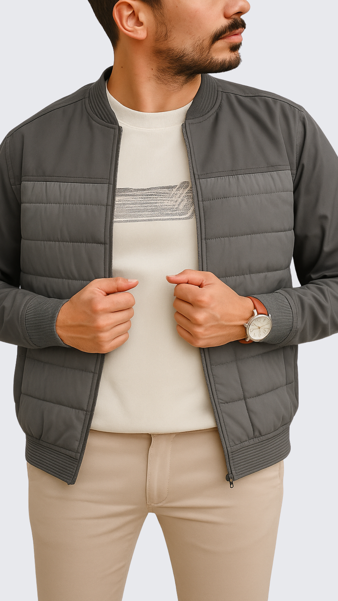 Two-Tone Quilted Bomber
